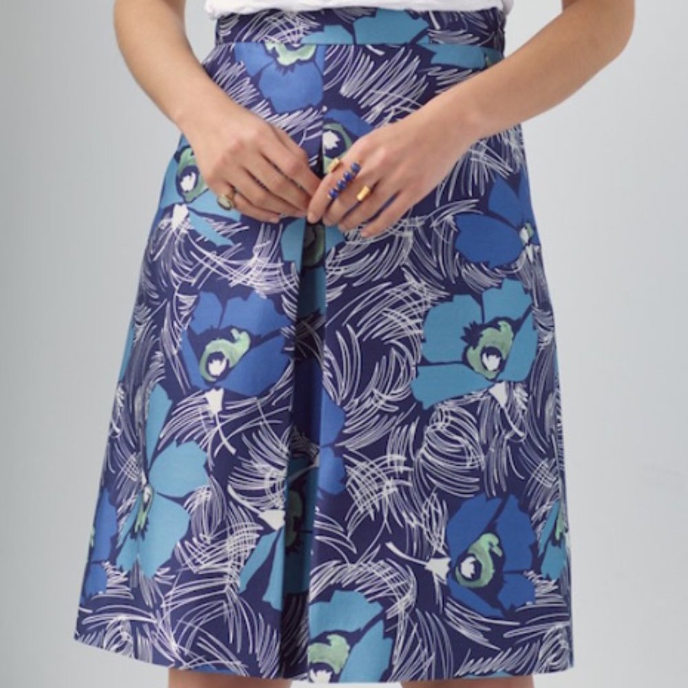 One of a Kind Center Pleat Wool & Silk Twill Skirt